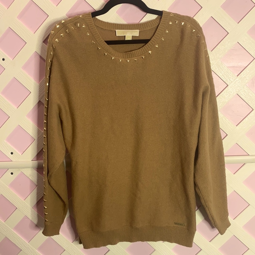 MICHAEL KORS STUDDED BROWN SWEATER